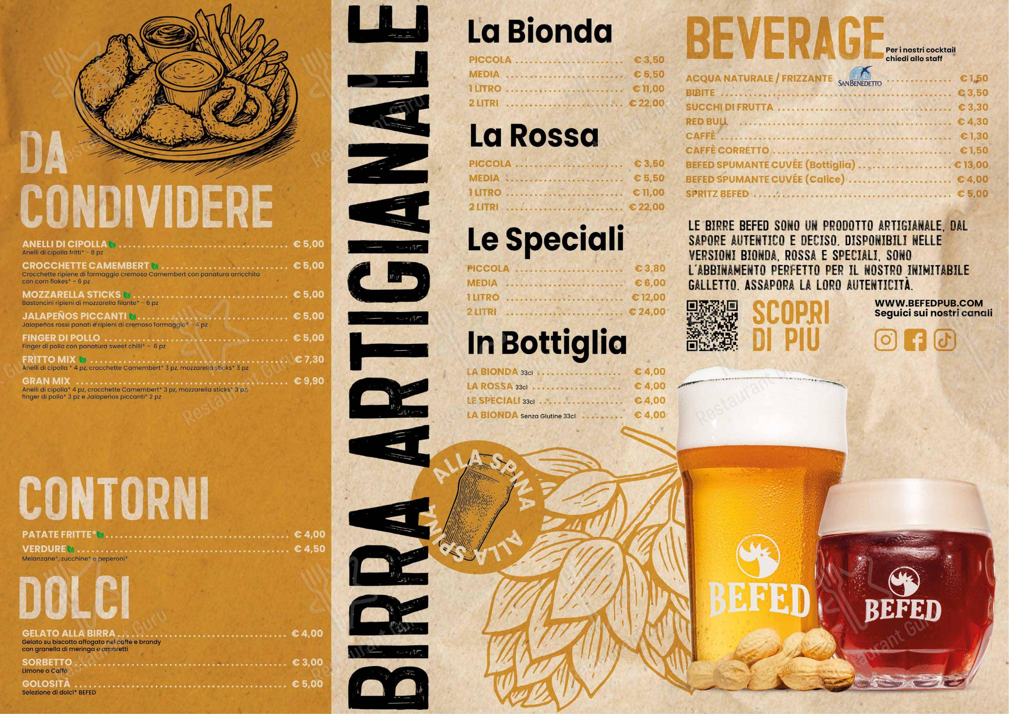 Menu di BEFED Rimini - Menu