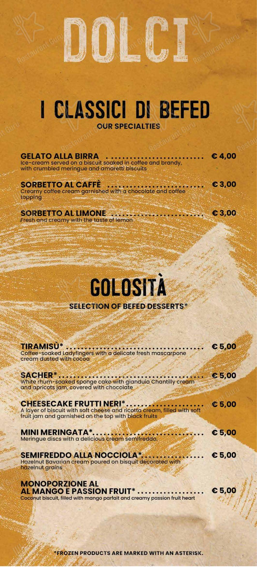 BEFED Rimini in Rimini - Menu
