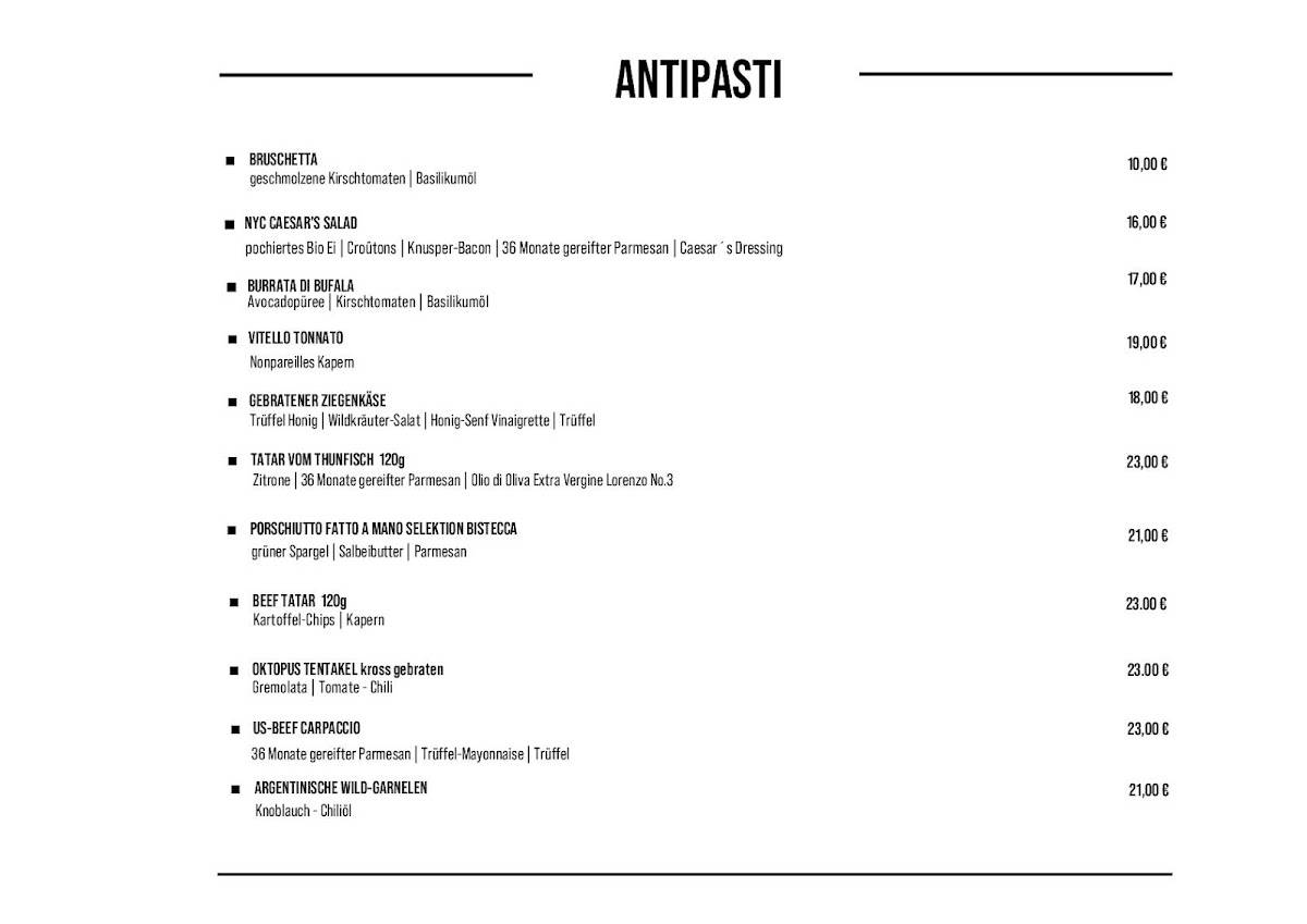 Menu de BISTECCA