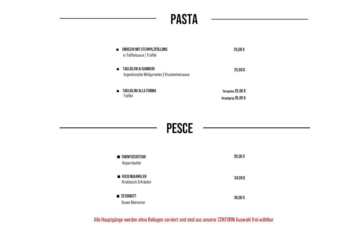 Menu de BISTECCA