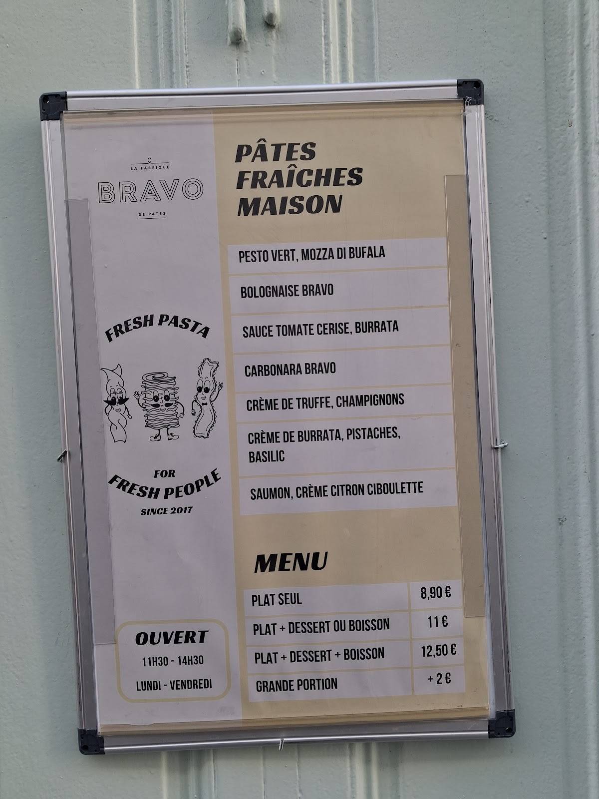 Menu de Bravo, La Fabrique De Pâtes