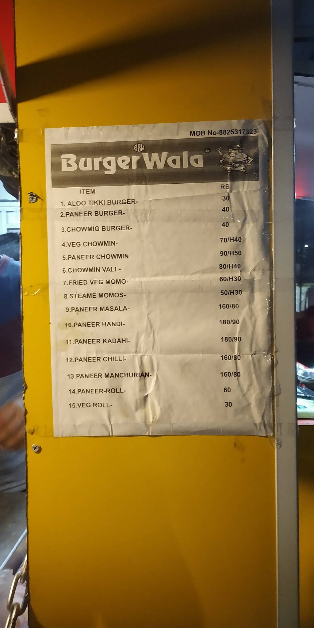 BURGER WALA menu