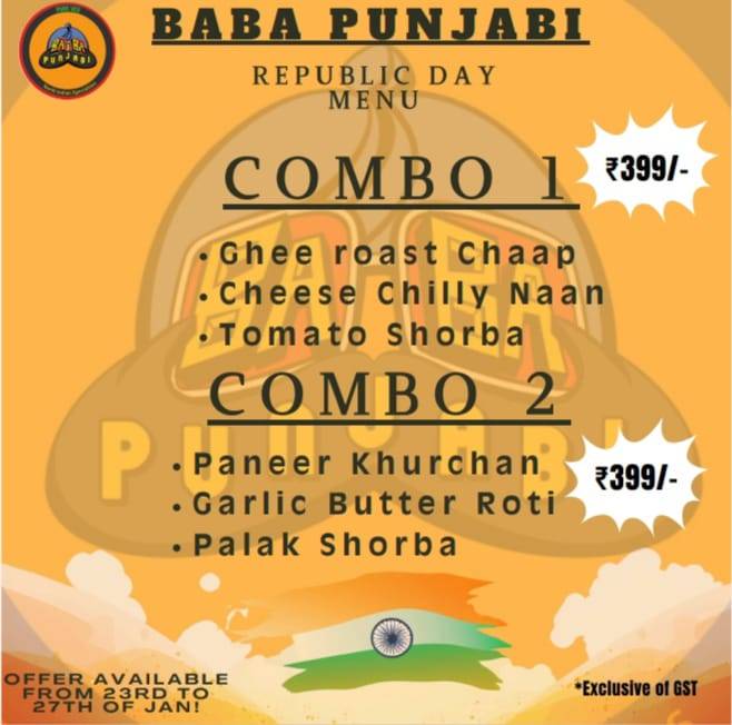 Baba Punjabi – Authentic Punjabi Dhaba & Best Punjabi restaurant in JP Nagar menu