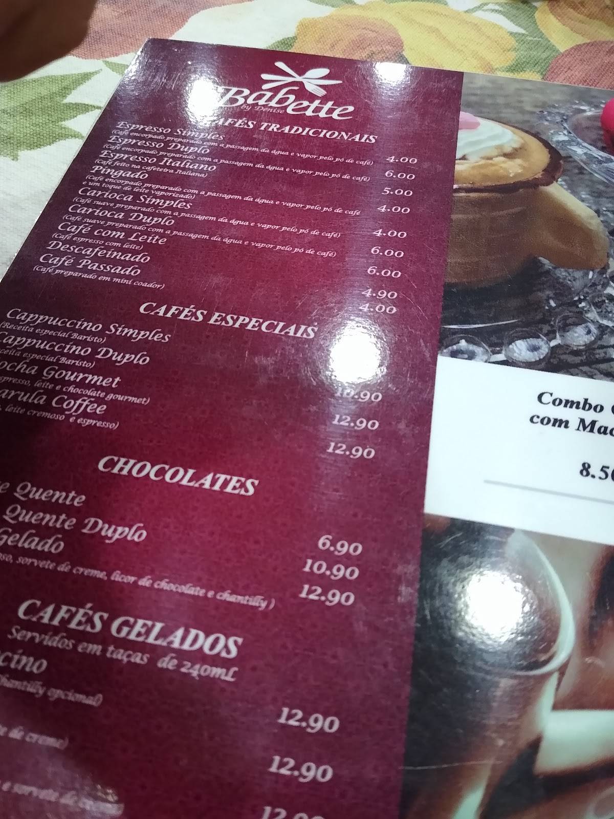 Restaurante Babette by Denise cardápio