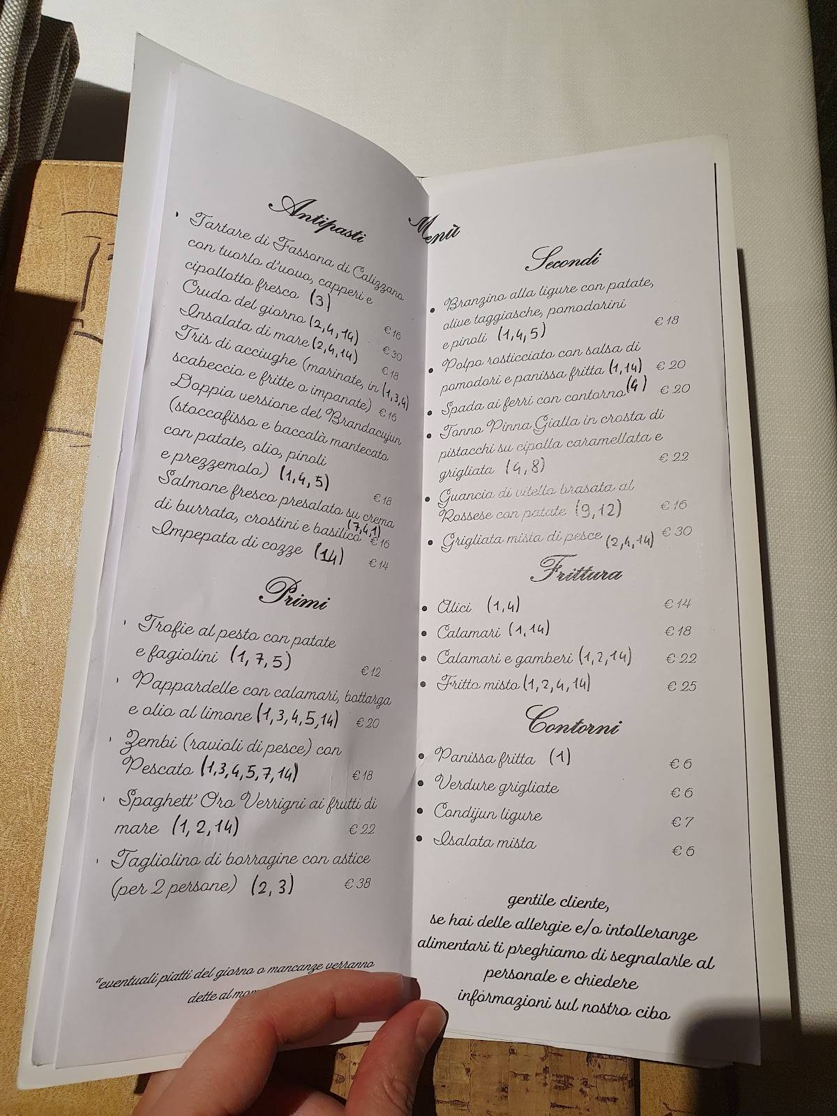 Menu di Bagatto 