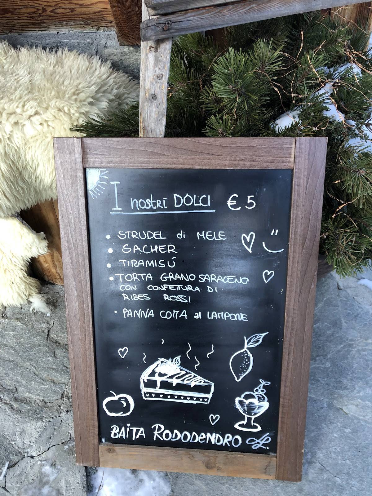 Menu di Baita Rododendro 