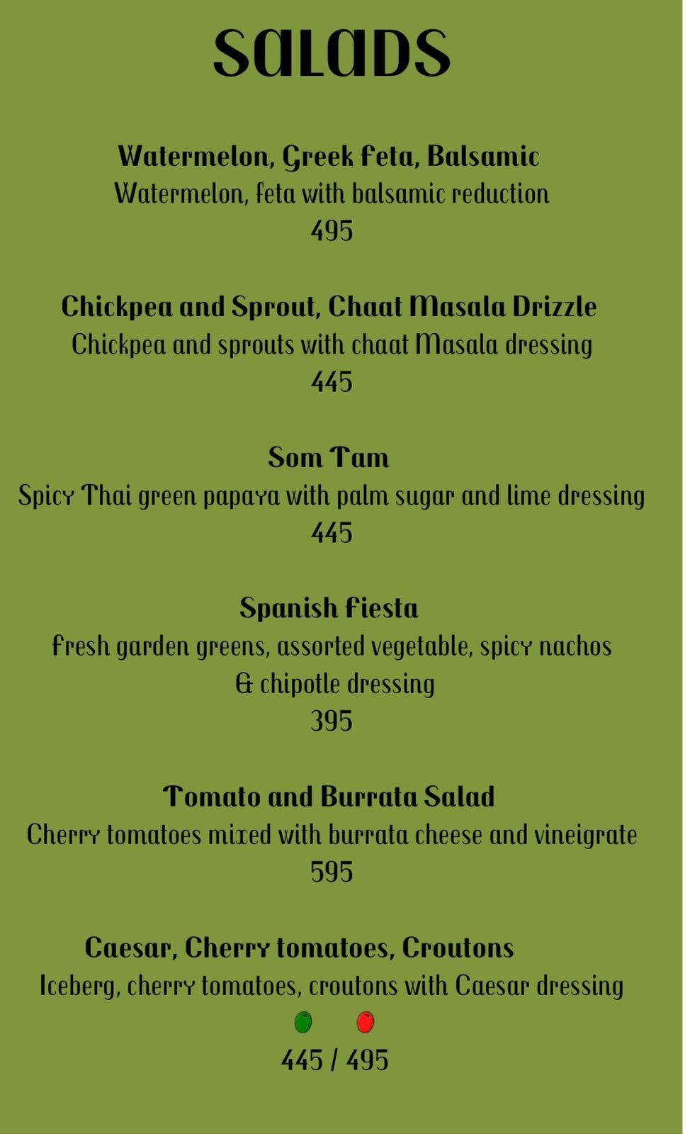 Baklavi bar and kitchen menu