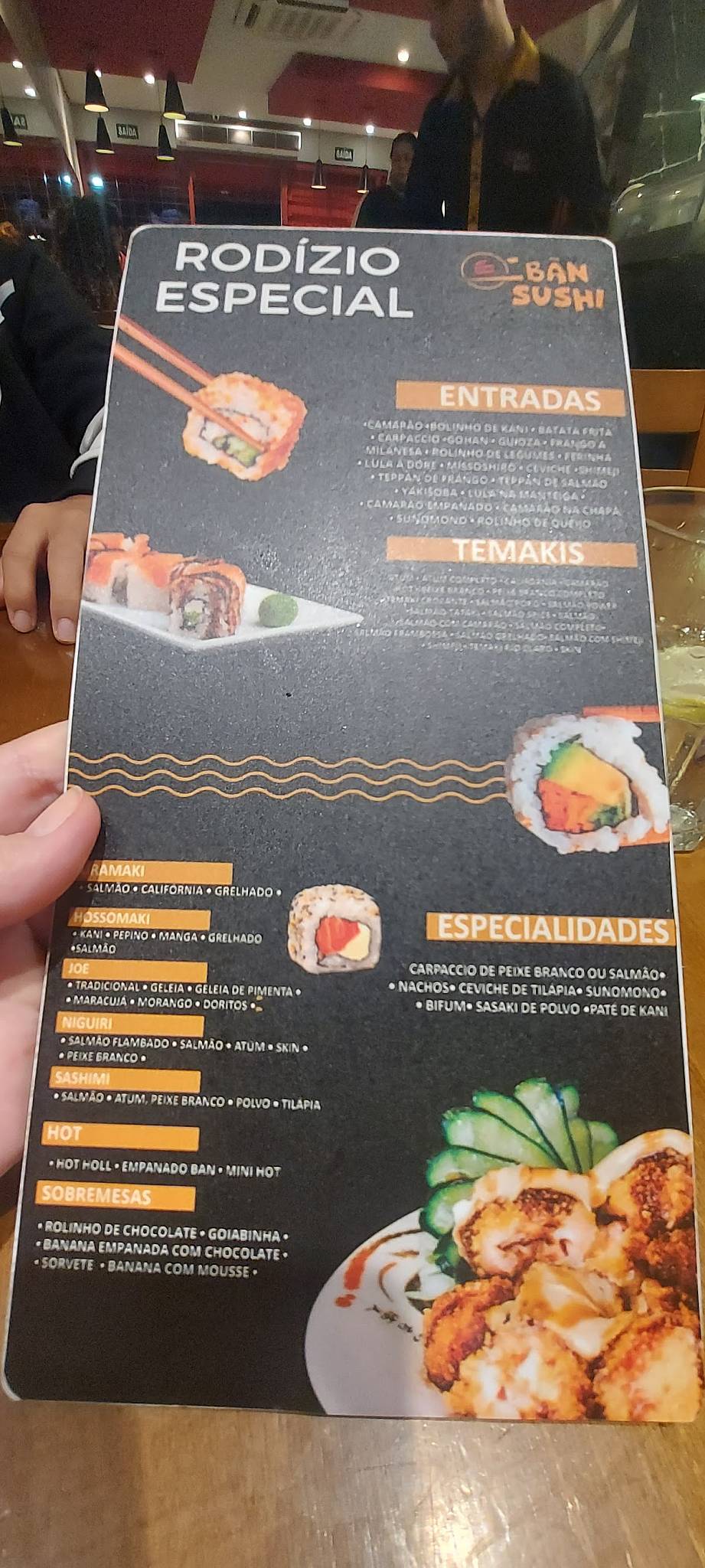 Bãn Sushi Rio Claro - Temakeria cardápio
