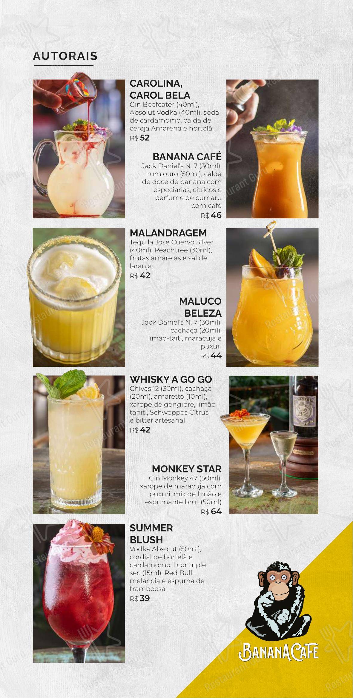 Banana Café Bar em Campinas - Menu