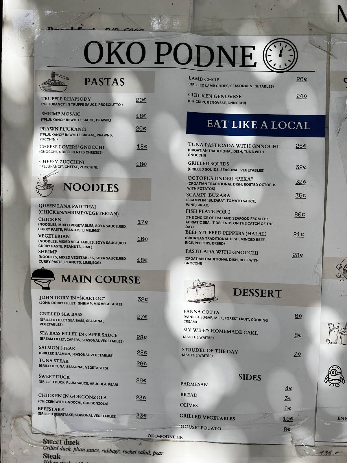 Menu de BananaSplit