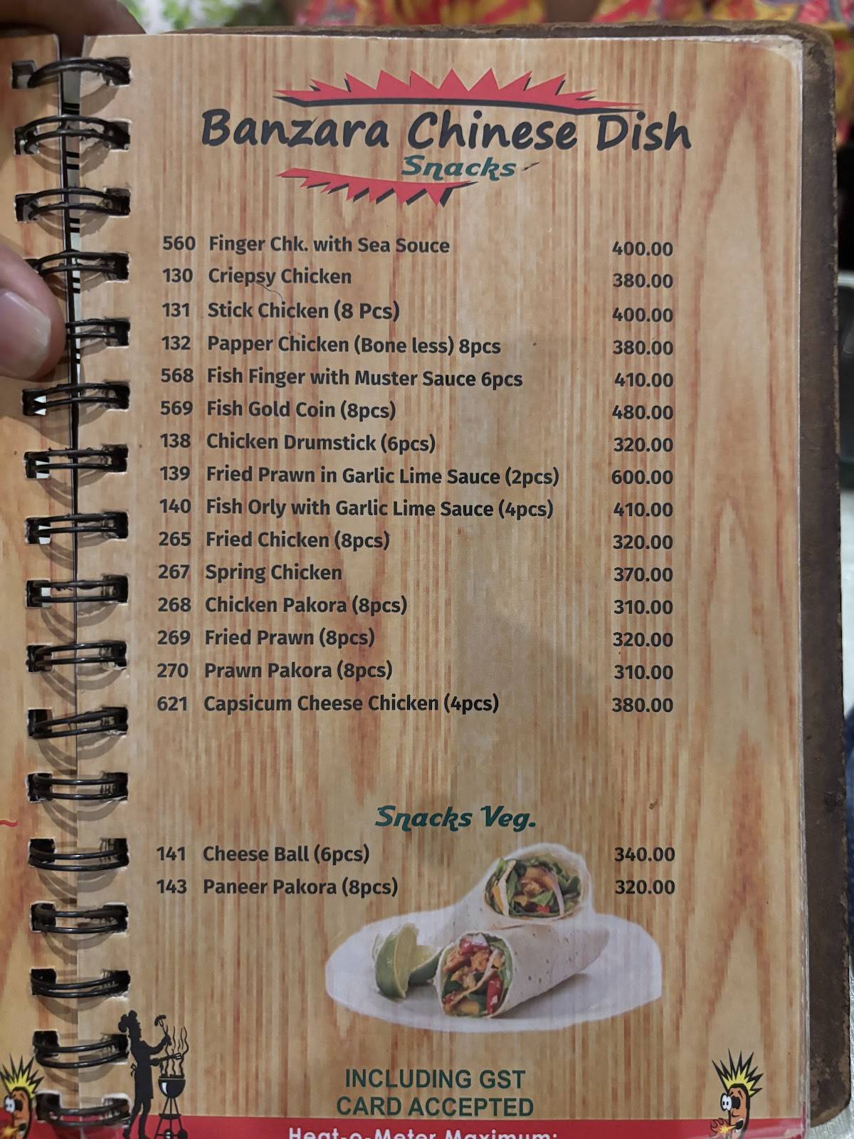 Banzara menu