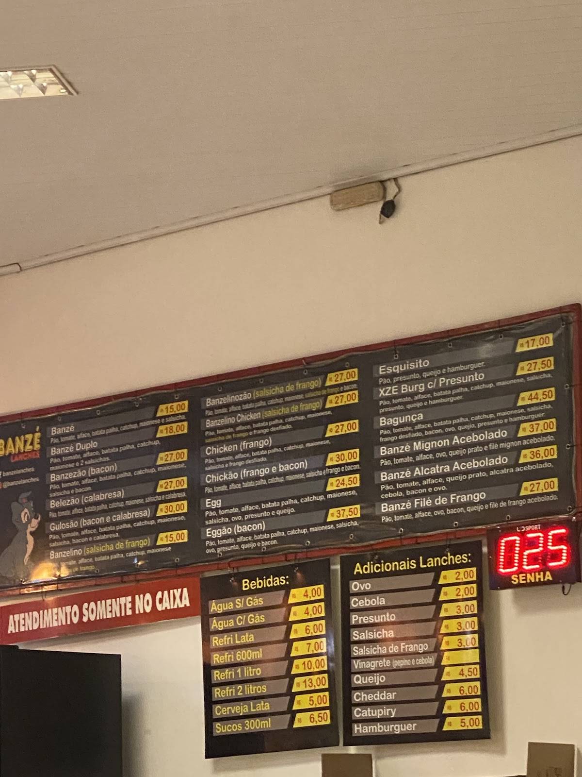Banzé Lanches cardápio