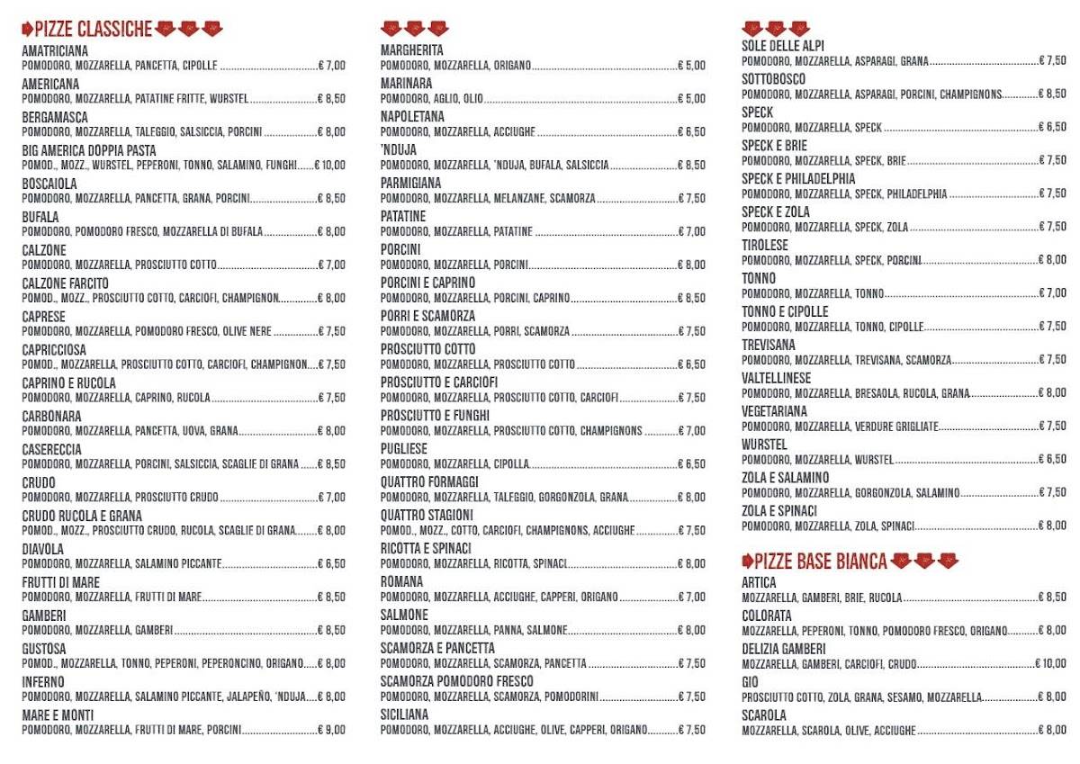 Menu di Bar Coba Pizzeria 