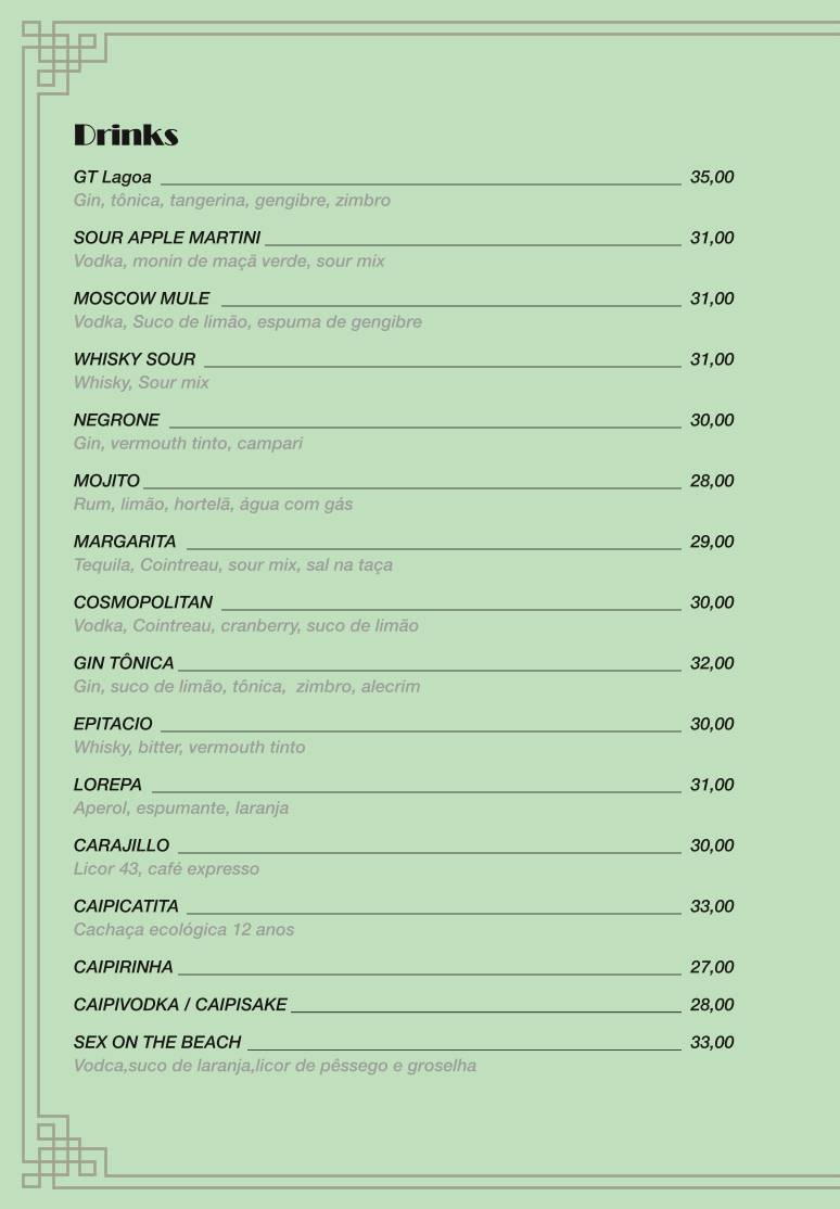 Bar Lagoa cardápio