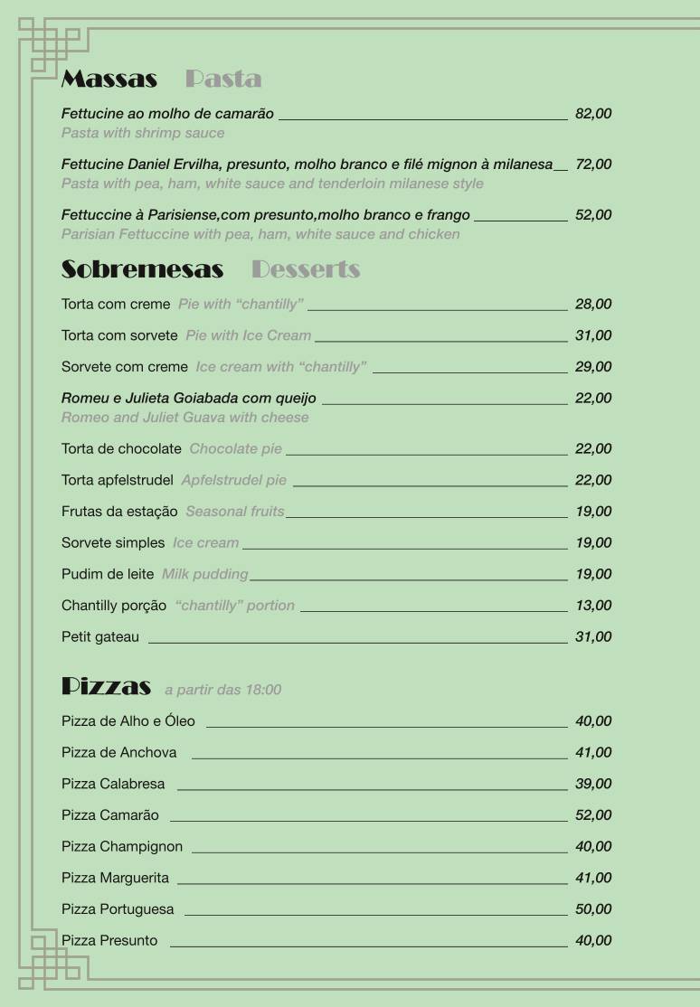 Bar Lagoa cardápio