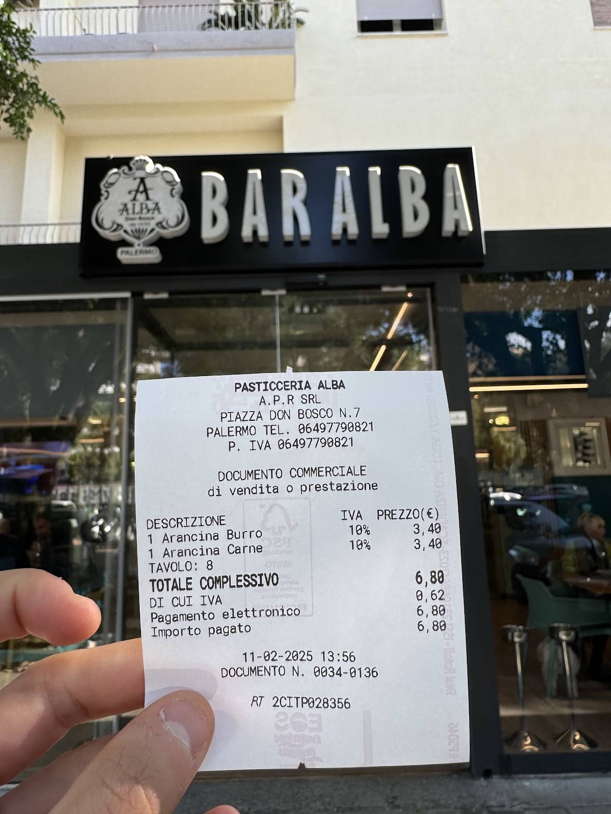 Menu di Bar Pasticceria Alba 
