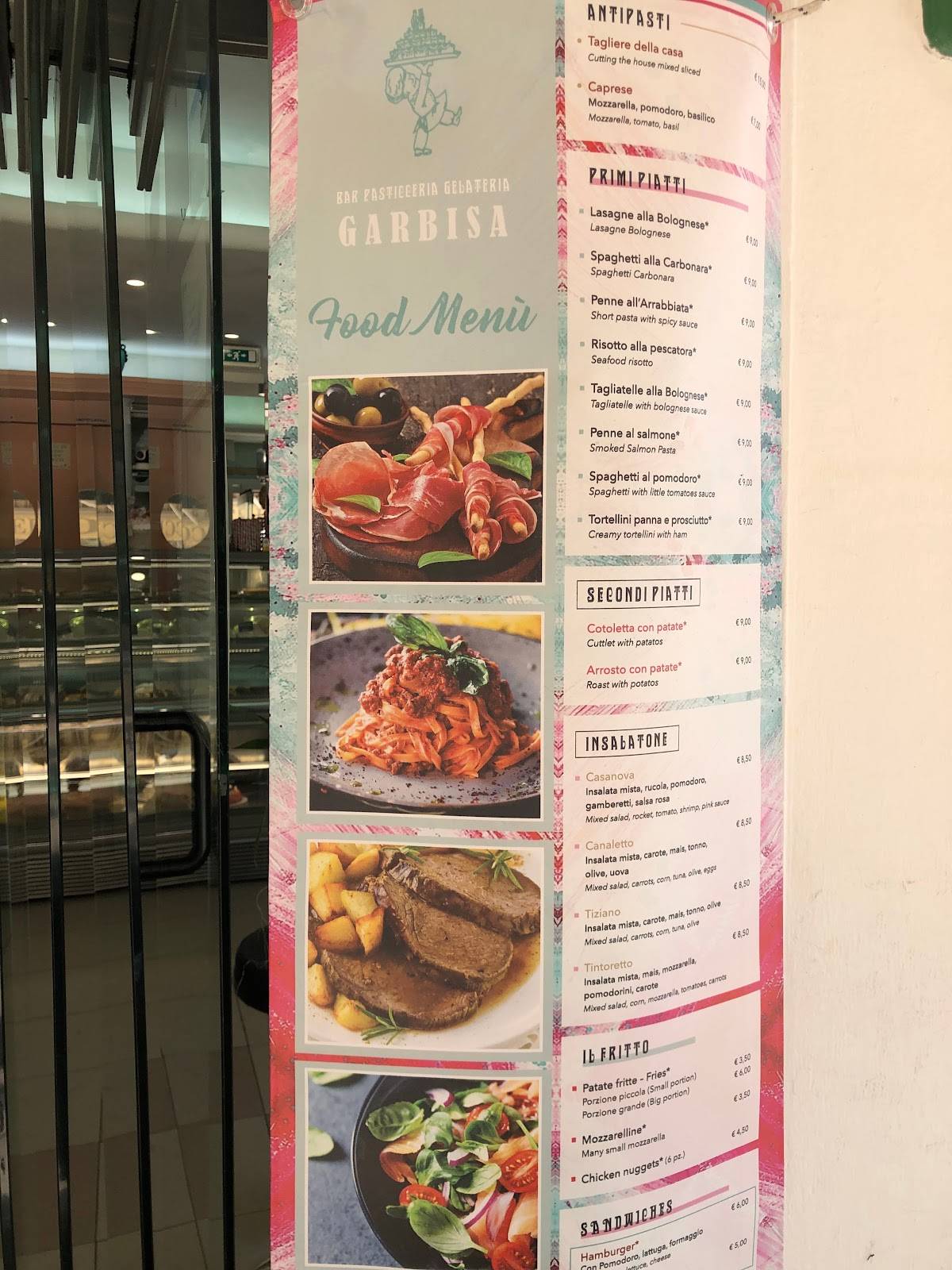 Menu di Bar Pasticceria Gelateria Garbisa 