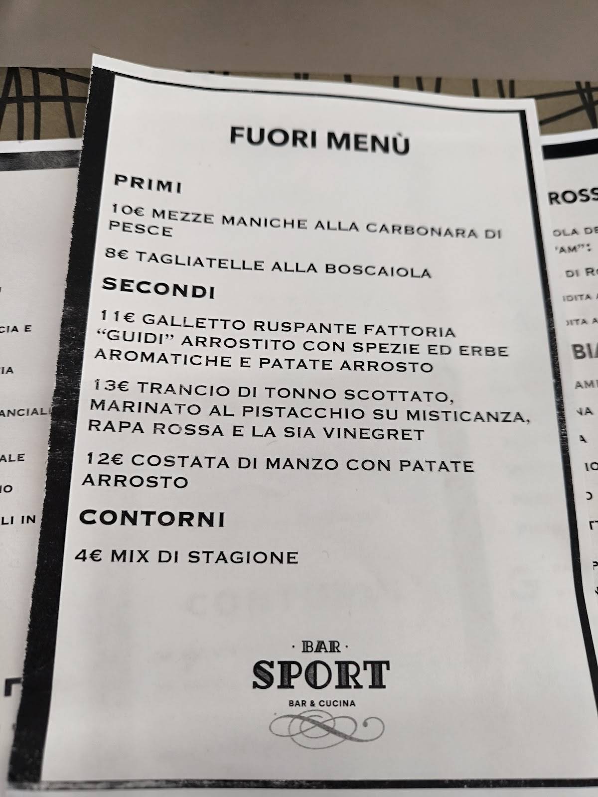 Menu di Bar Sport 