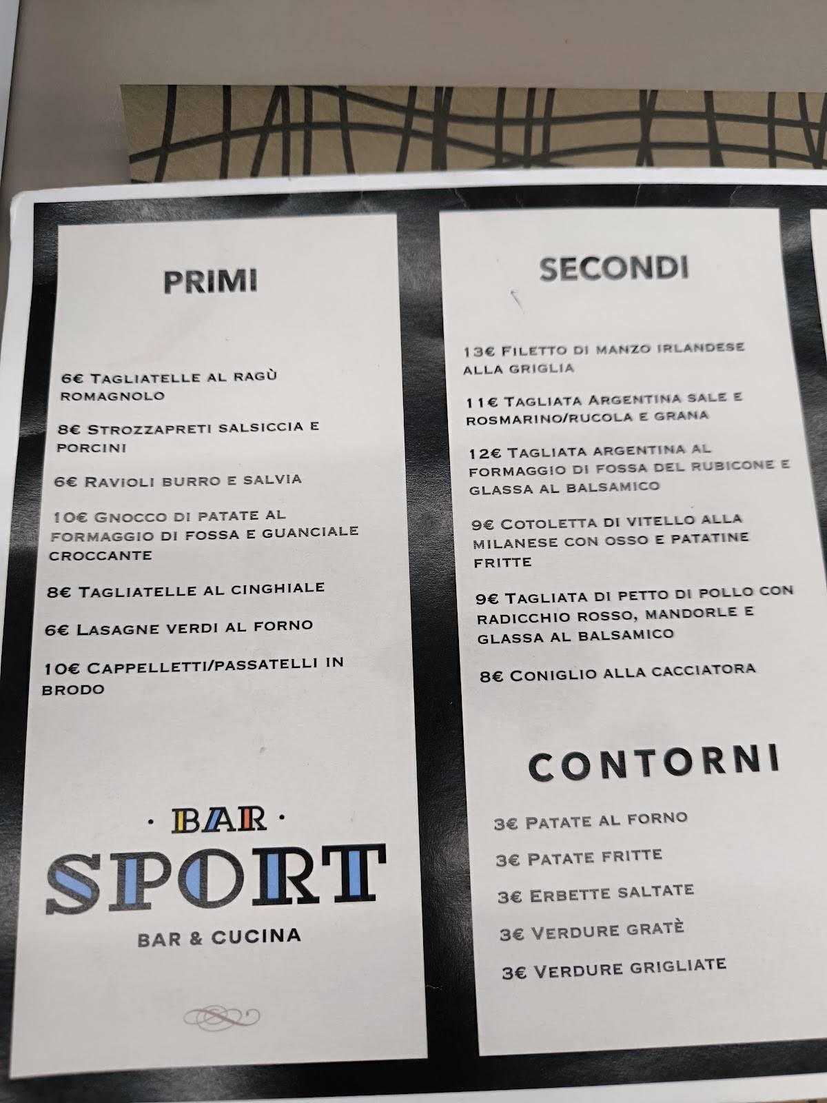 Menu di Bar Sport 