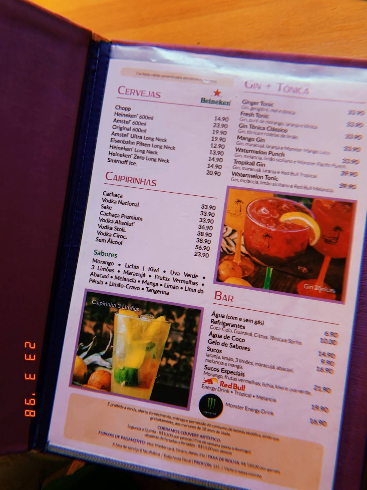 Bar Tropikall cardápio