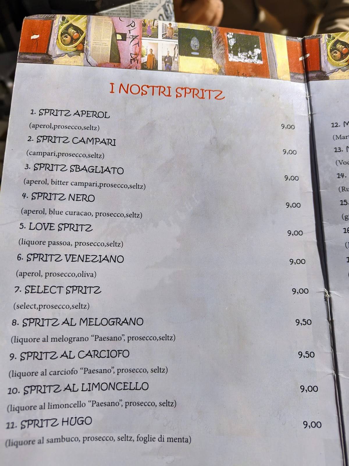 Menu di Bar Tulipe 