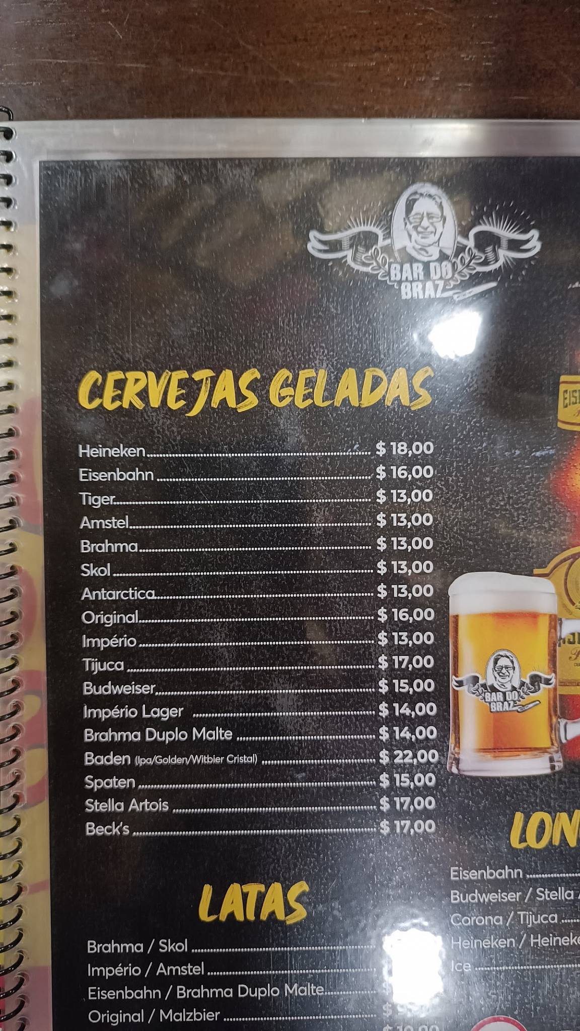 Bar do Braz cardápio