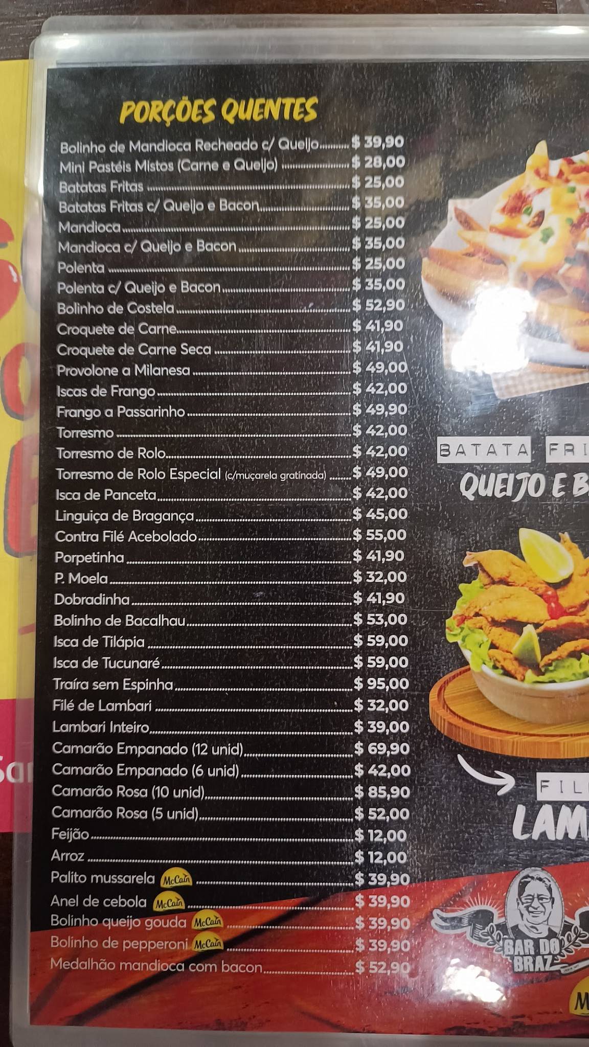 Bar do Braz cardápio