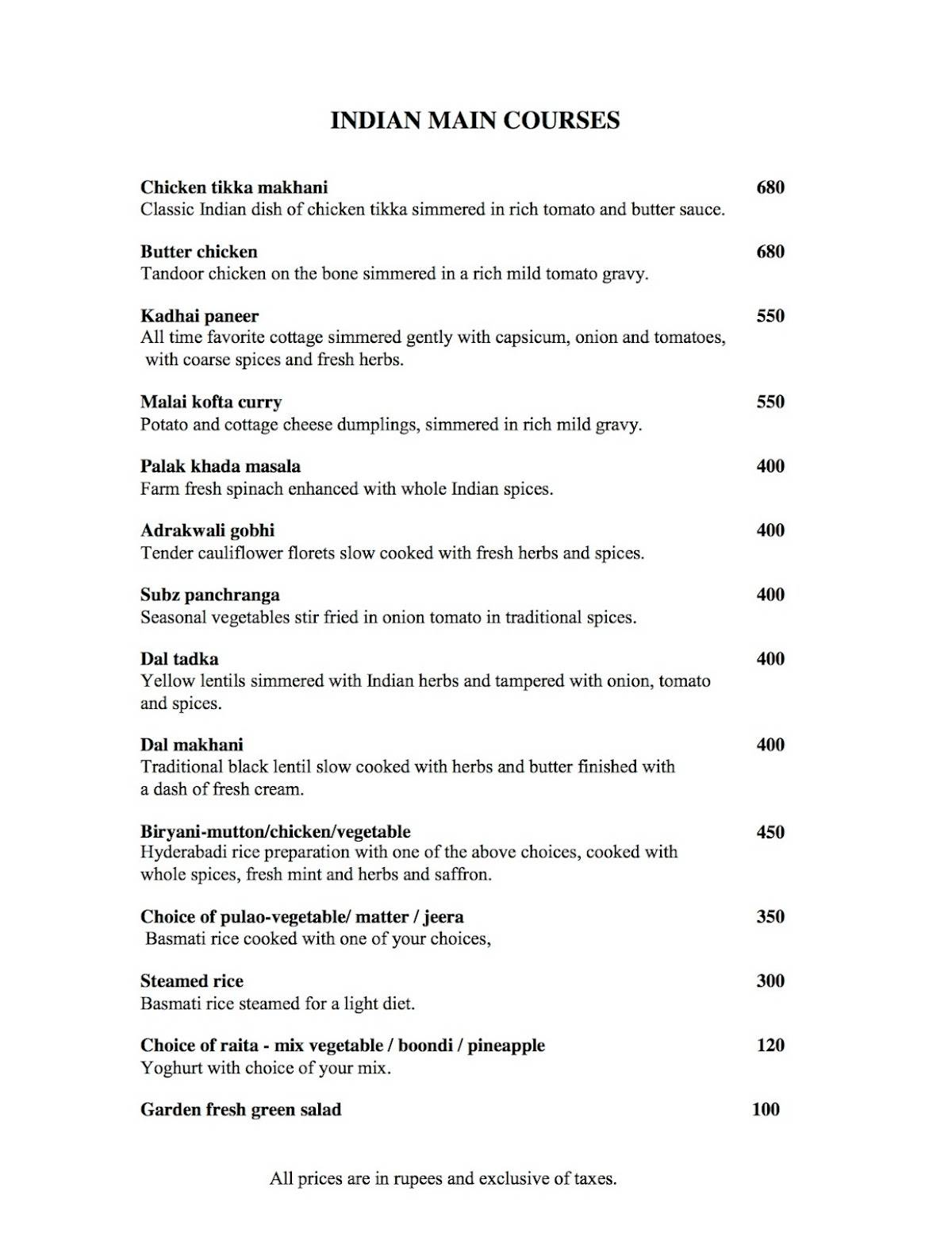 Baradari at Fateh Garh menu