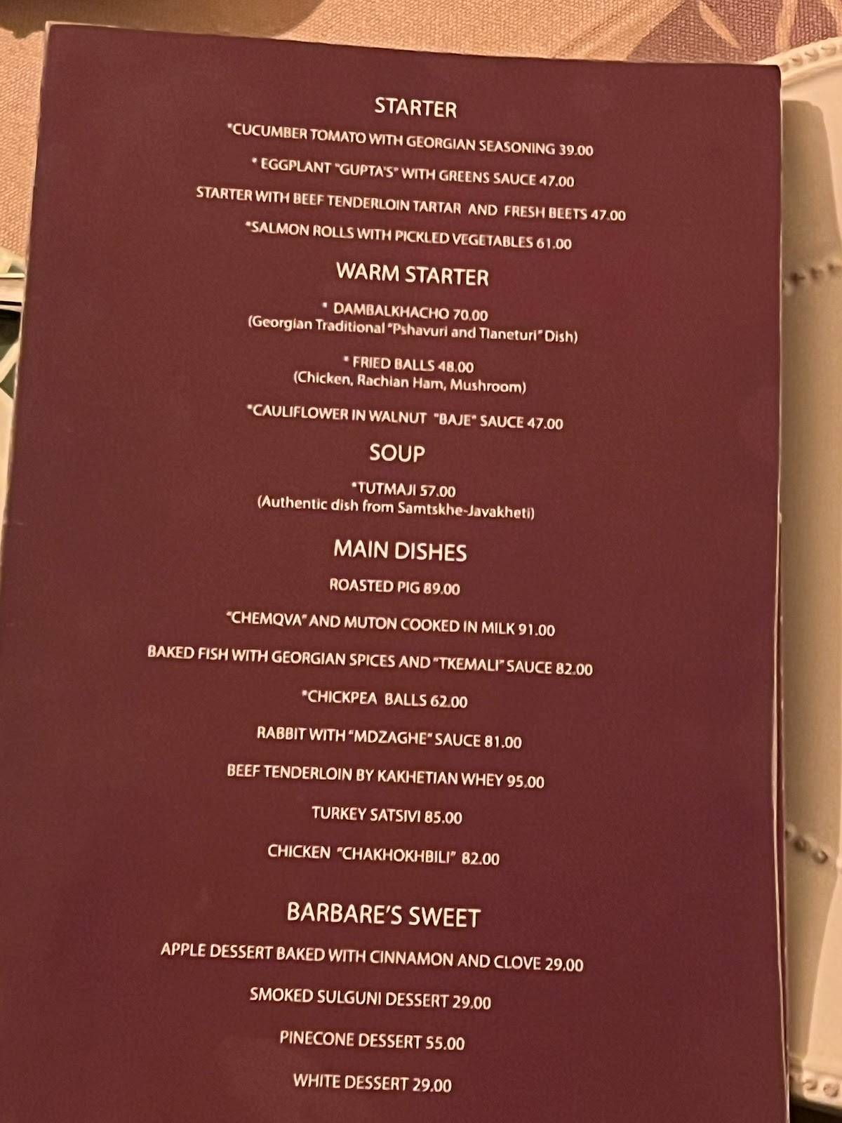 Menu de Barbarestan