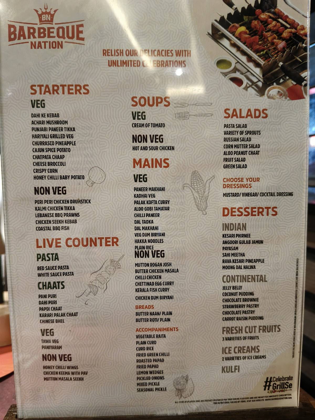 Barbeque Nation - Mysuru - BM Habitat Mall menu