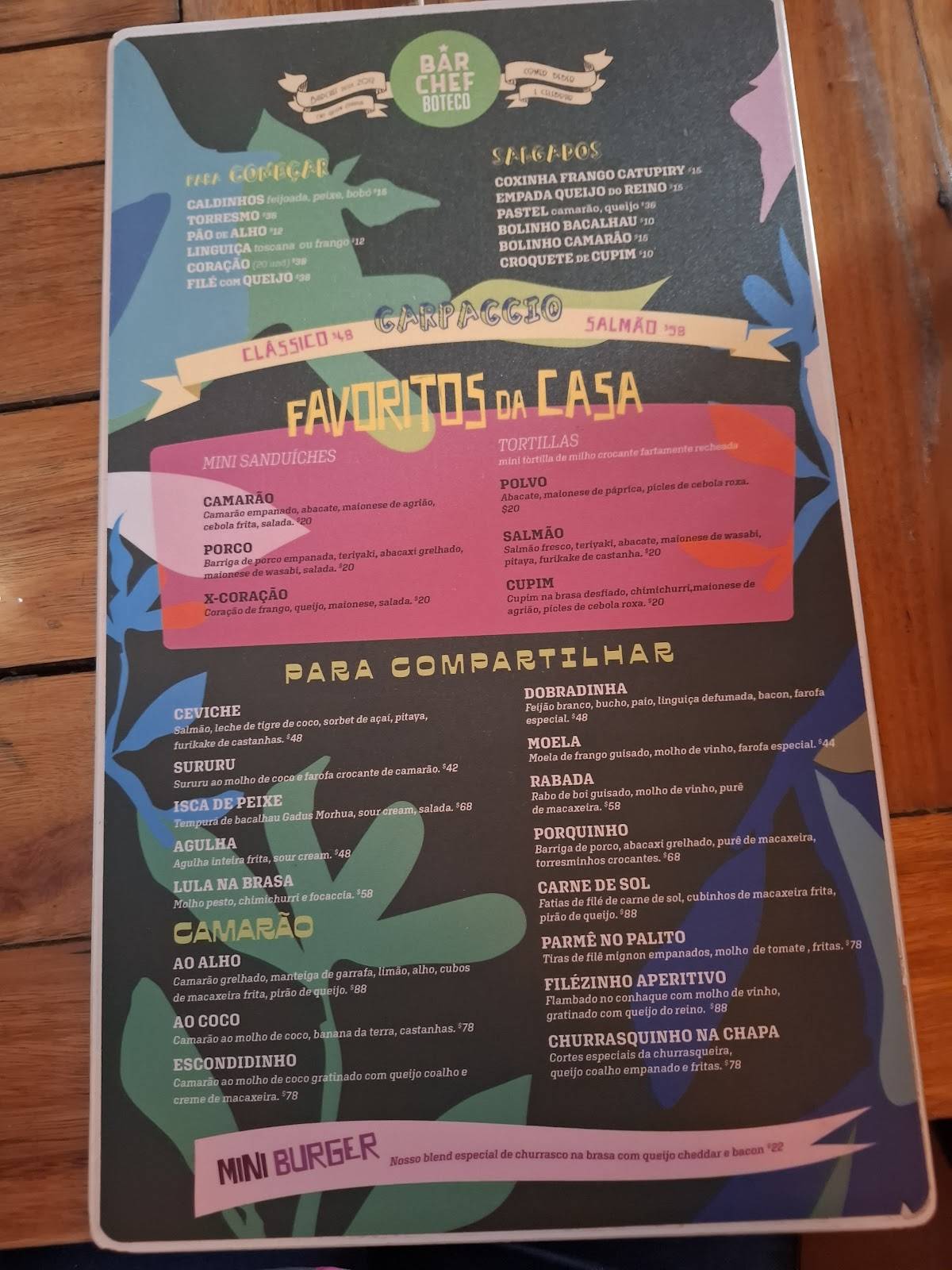 Barchef Boteco cardápio