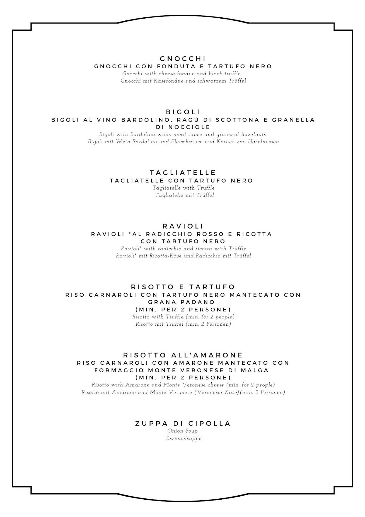 Menu di Locanda Arizona 