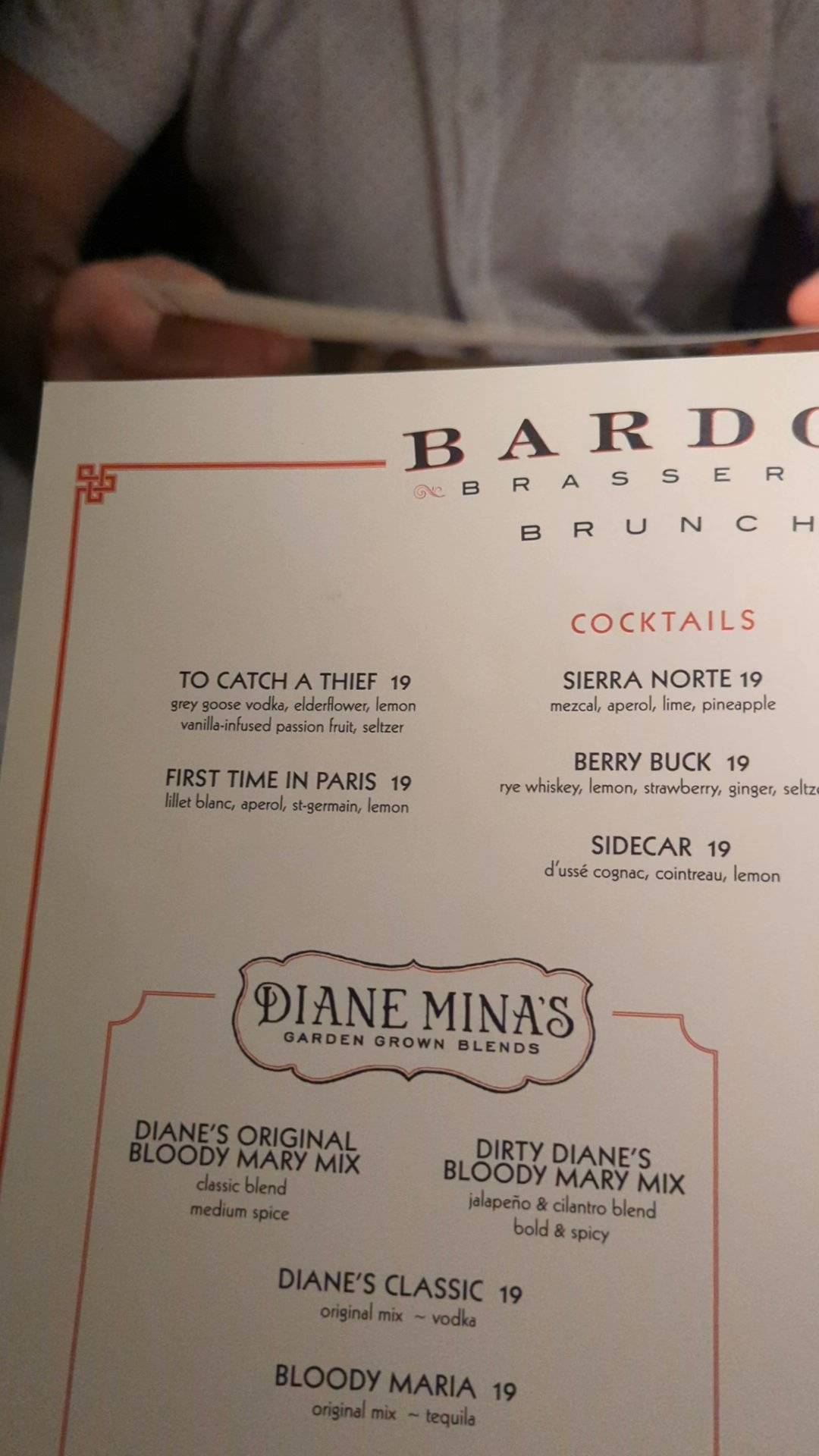 Menu at Bardot Brasserie, Las Vegas, 3730 S Las Vegas Blvd