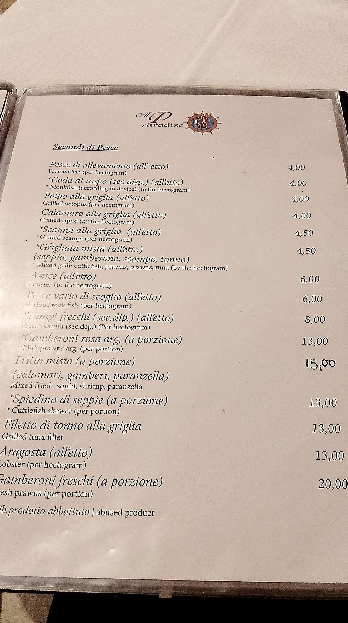 Menu di Al Paradise 