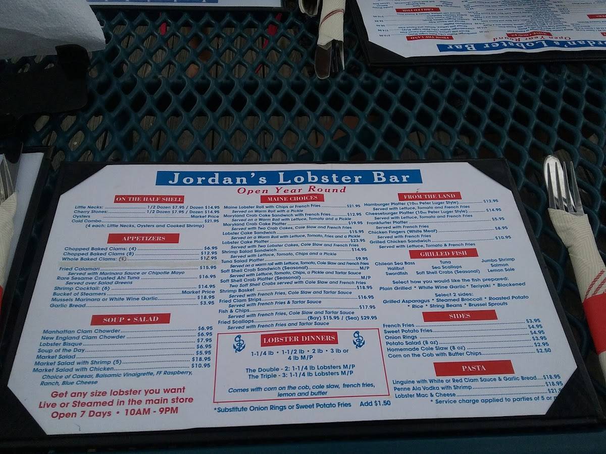 Menu at Jordan Lobster Farms restaurant, Island Park