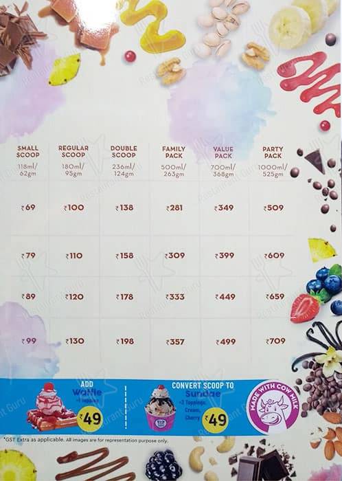 Baskin Robbins - Ice Cream Desserts menu