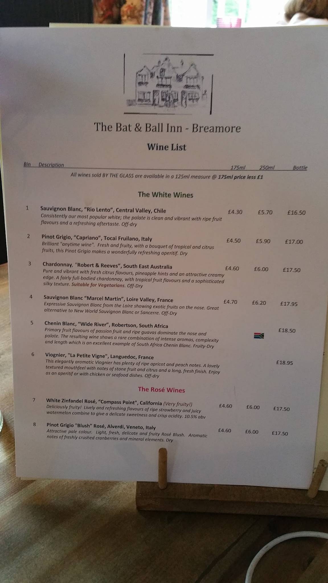 Menu at Bat & Ball pub & bar, Fordingbridge