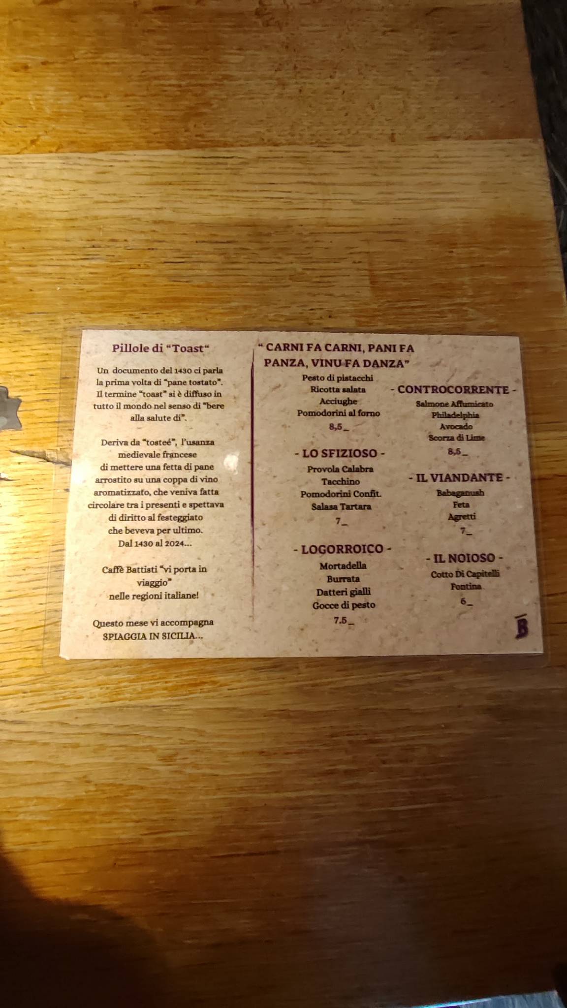 Menu di Battisti 