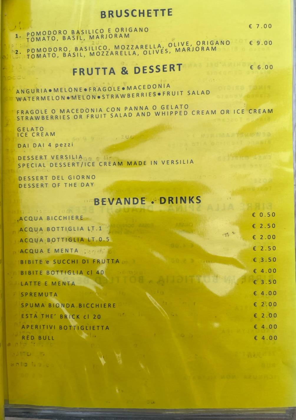 Menu di Beach Bar 