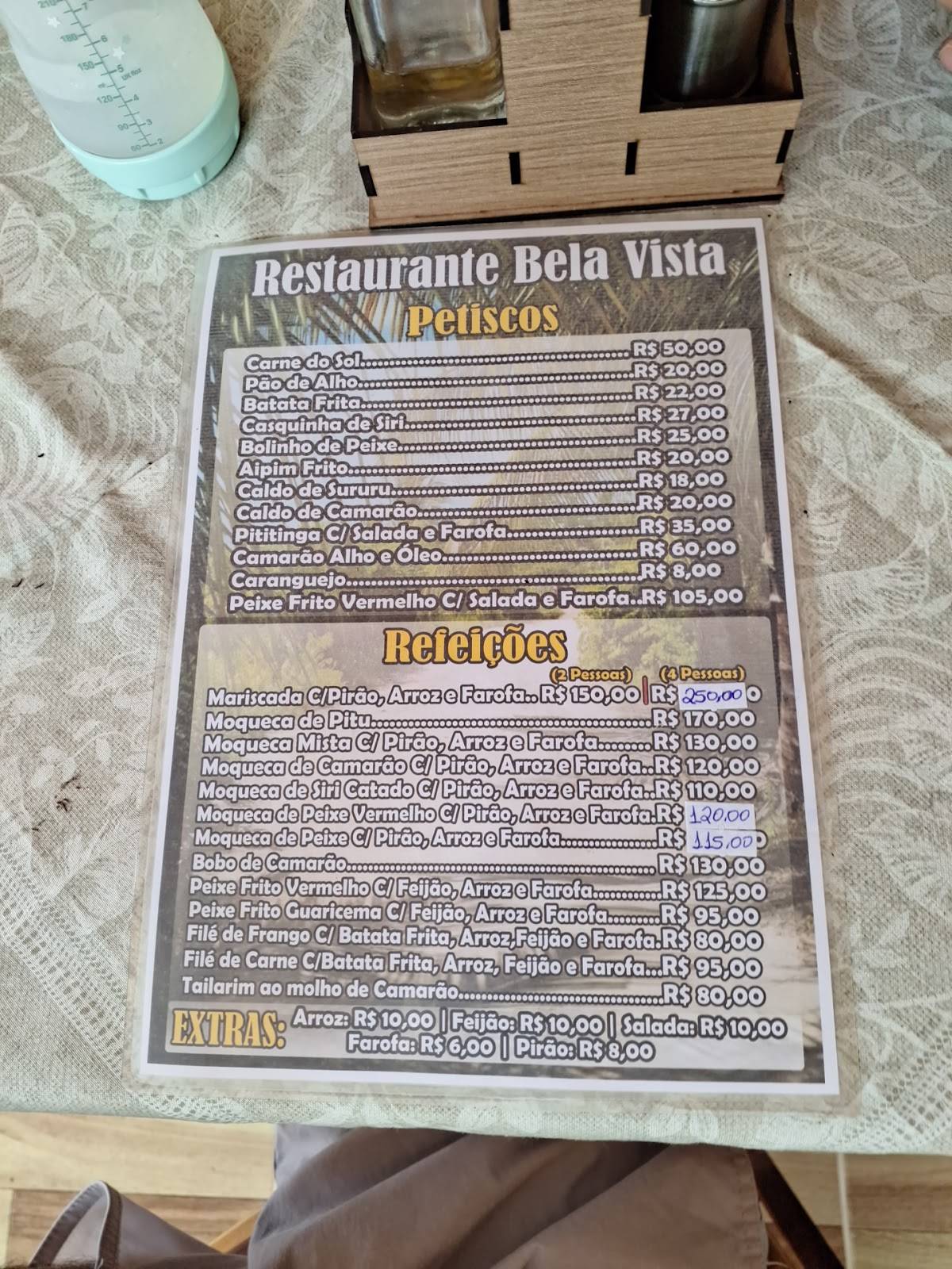Bela Vista cardápio