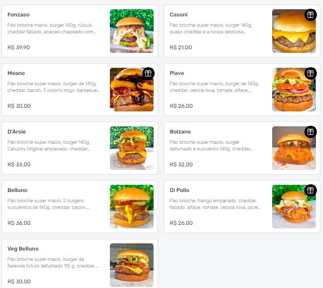 Belluno Burguer - Hamburgueria Delivery e Retirada cardápio
