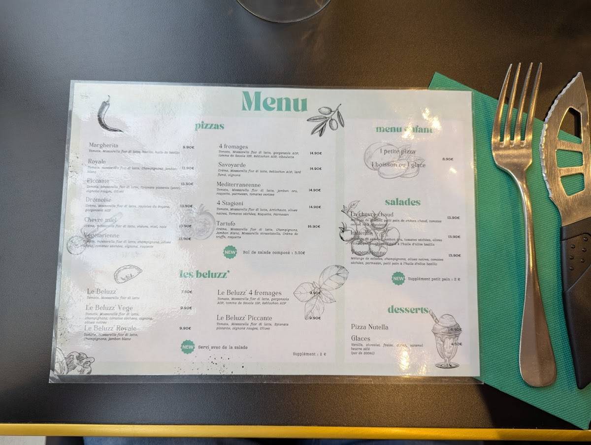 Menu de Beluzza