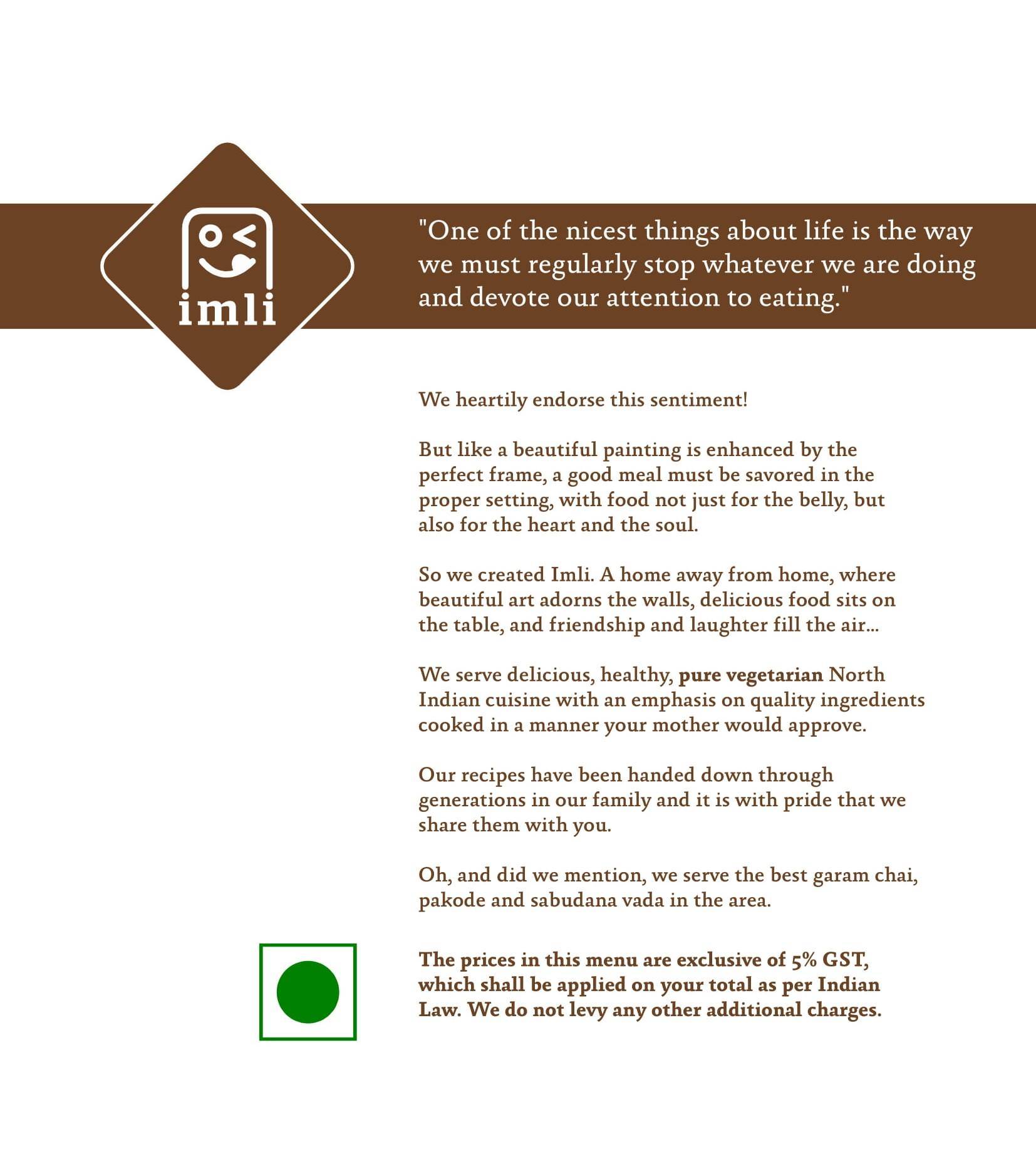 Imli Cafe & Restaurant menu