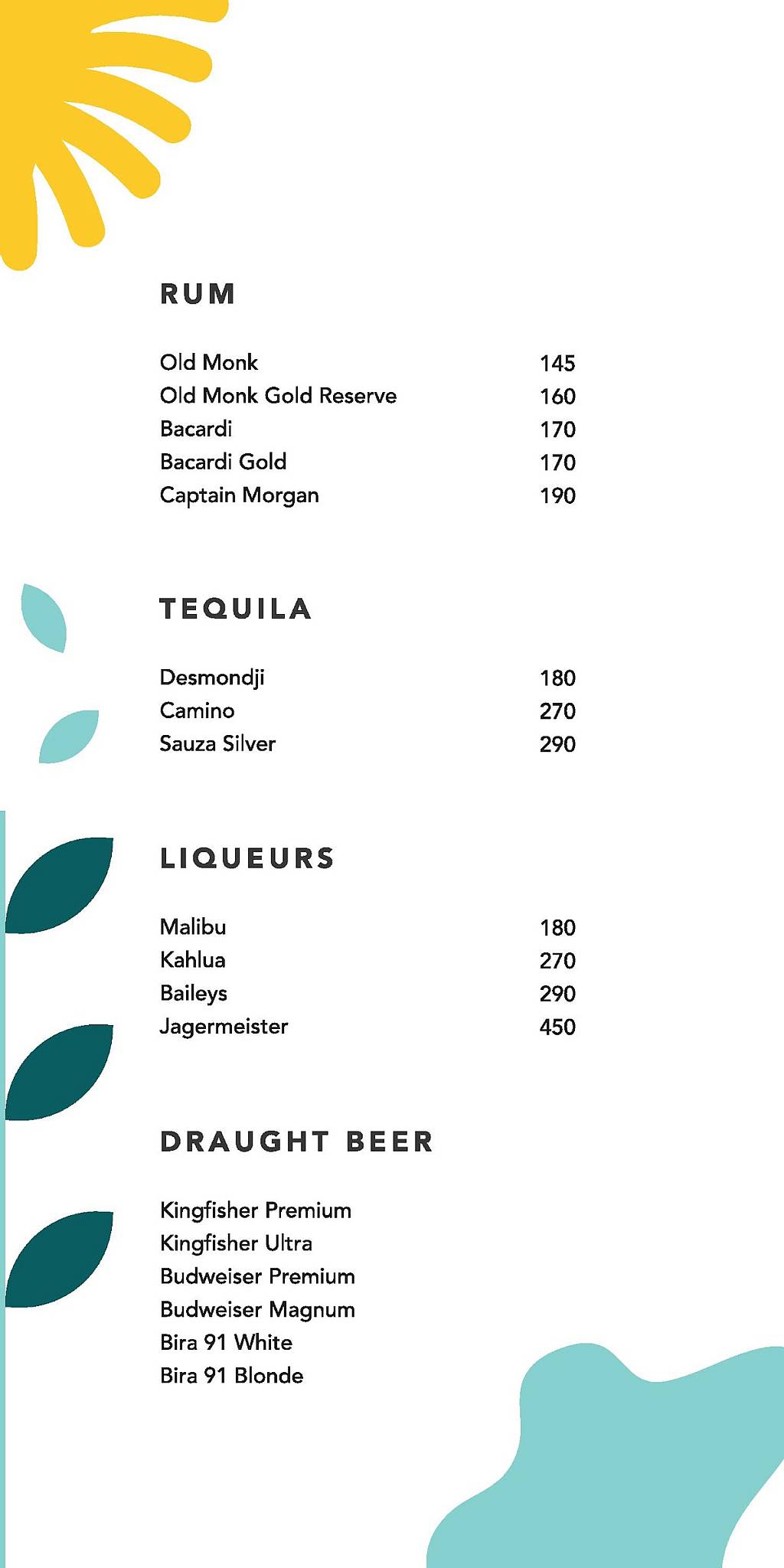 Millennials menu