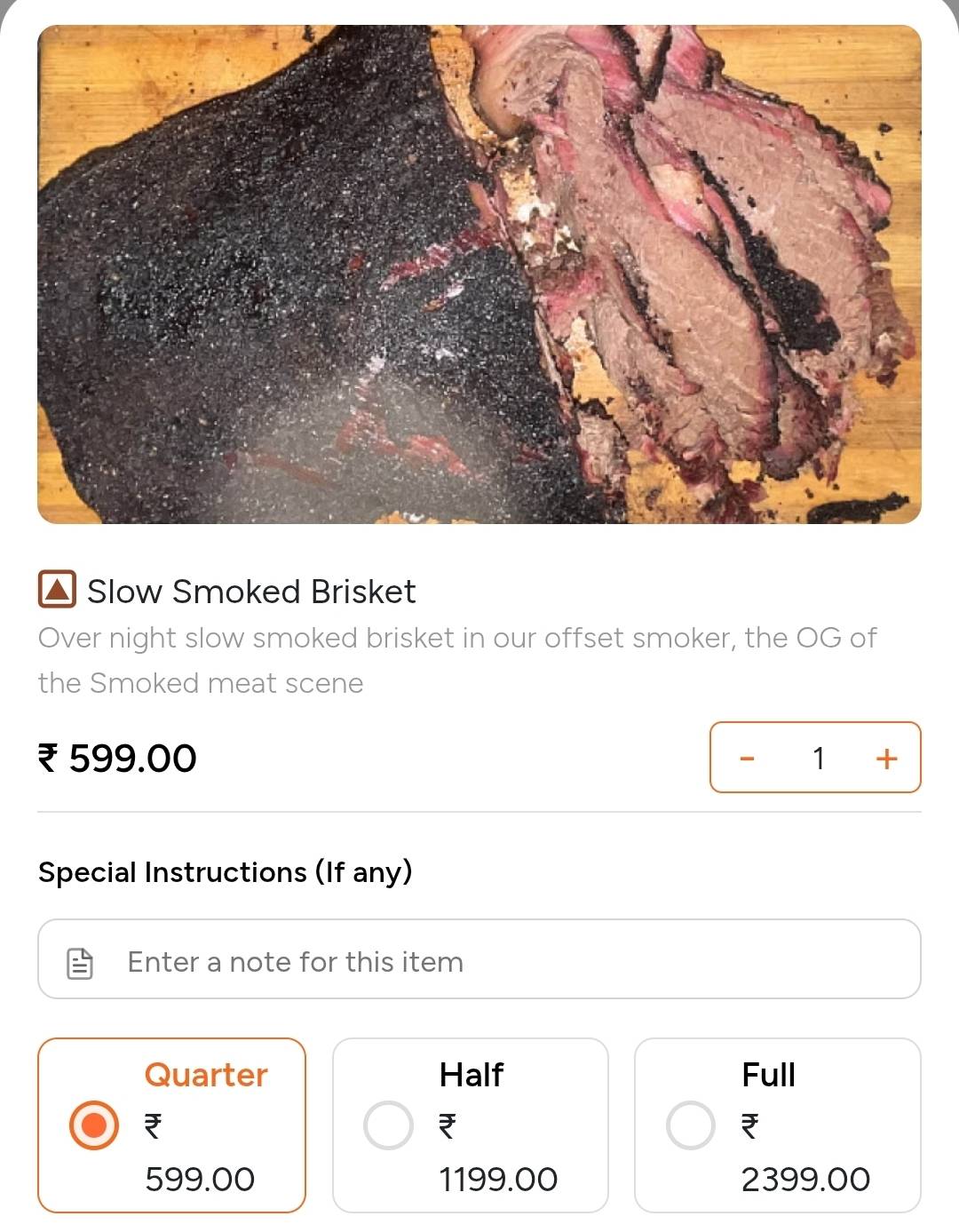 The Smoke Meister menu
