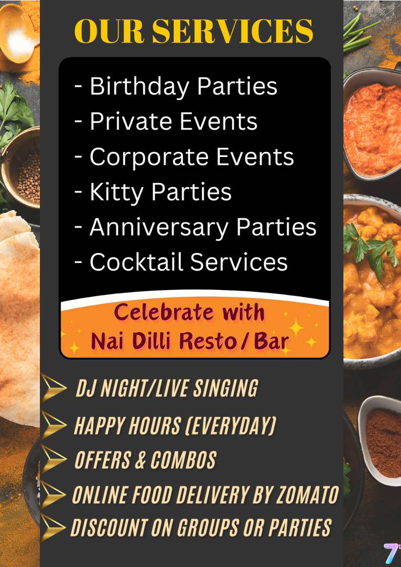 Nai Dilli Desi Tandoor Restaurant and Bar menu