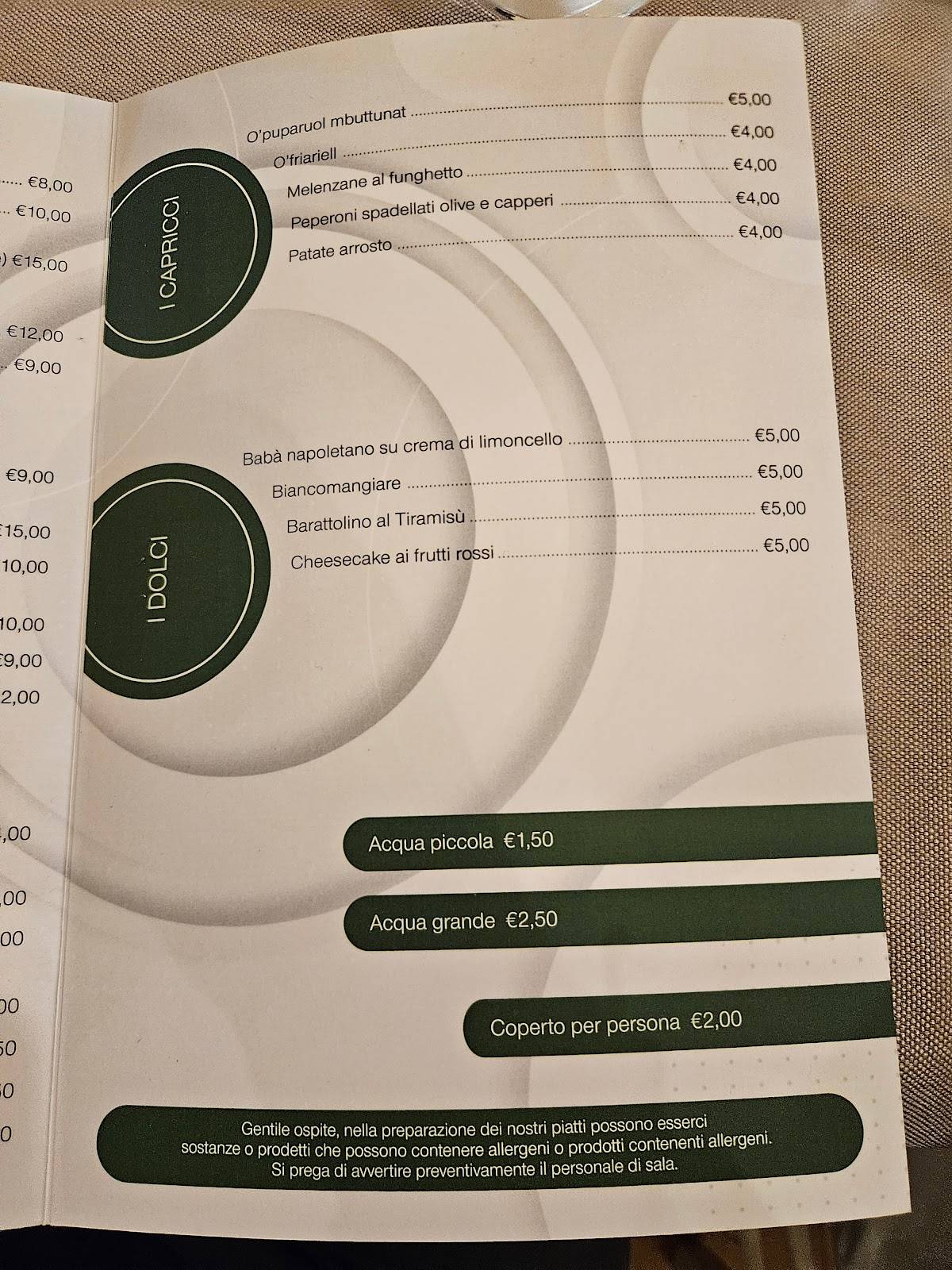 Menu di Biancomangiare - Cucina tipica napoletana Trattoria Osteria Napoli 