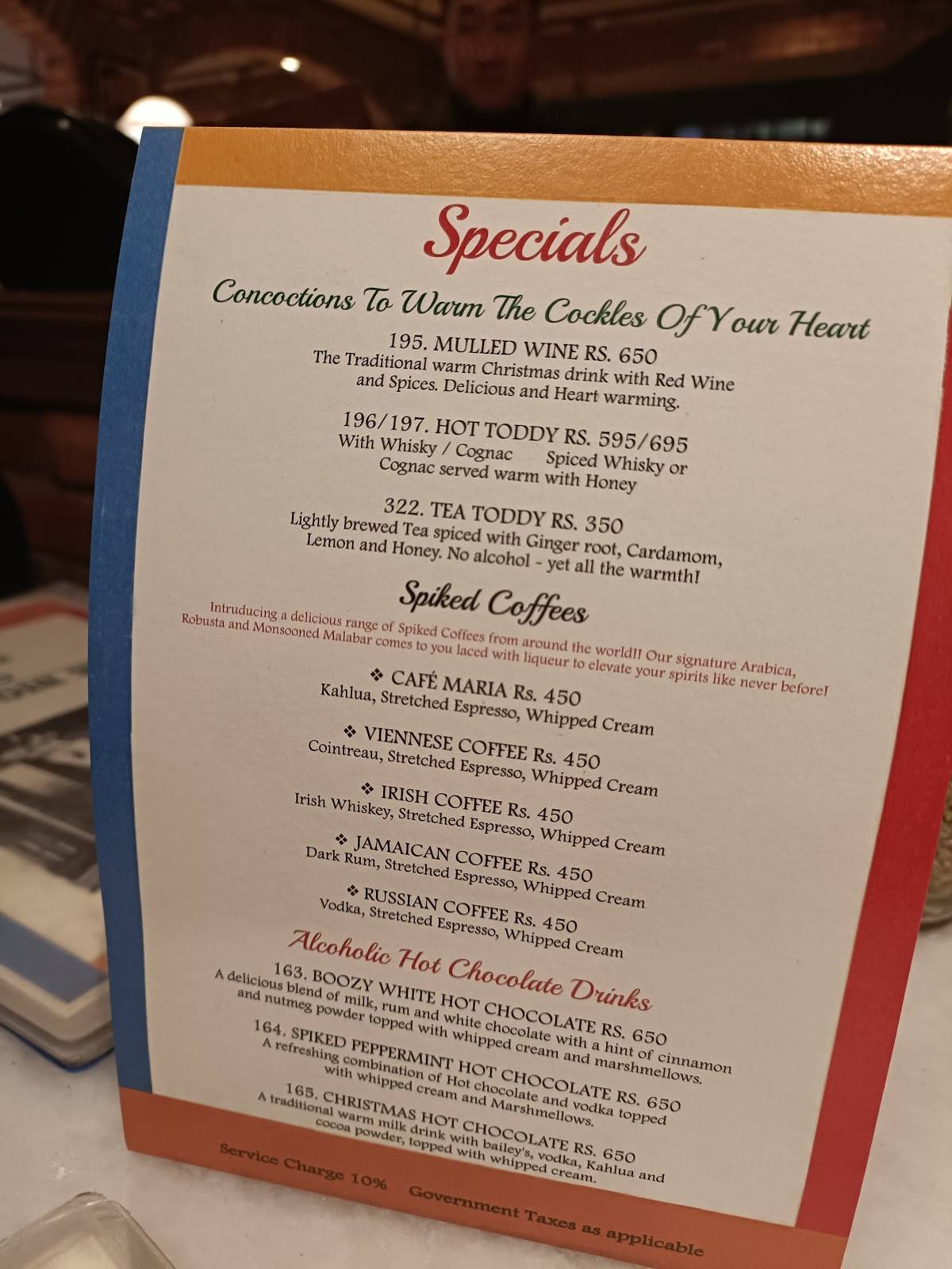 Big Chill Cafe menu