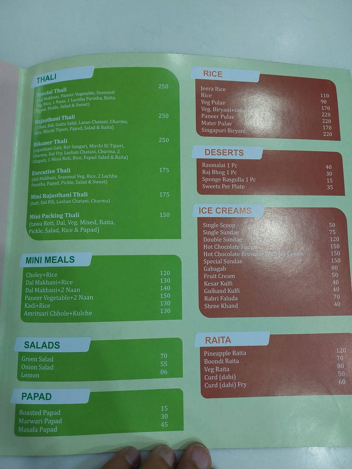 Amberwalla menu