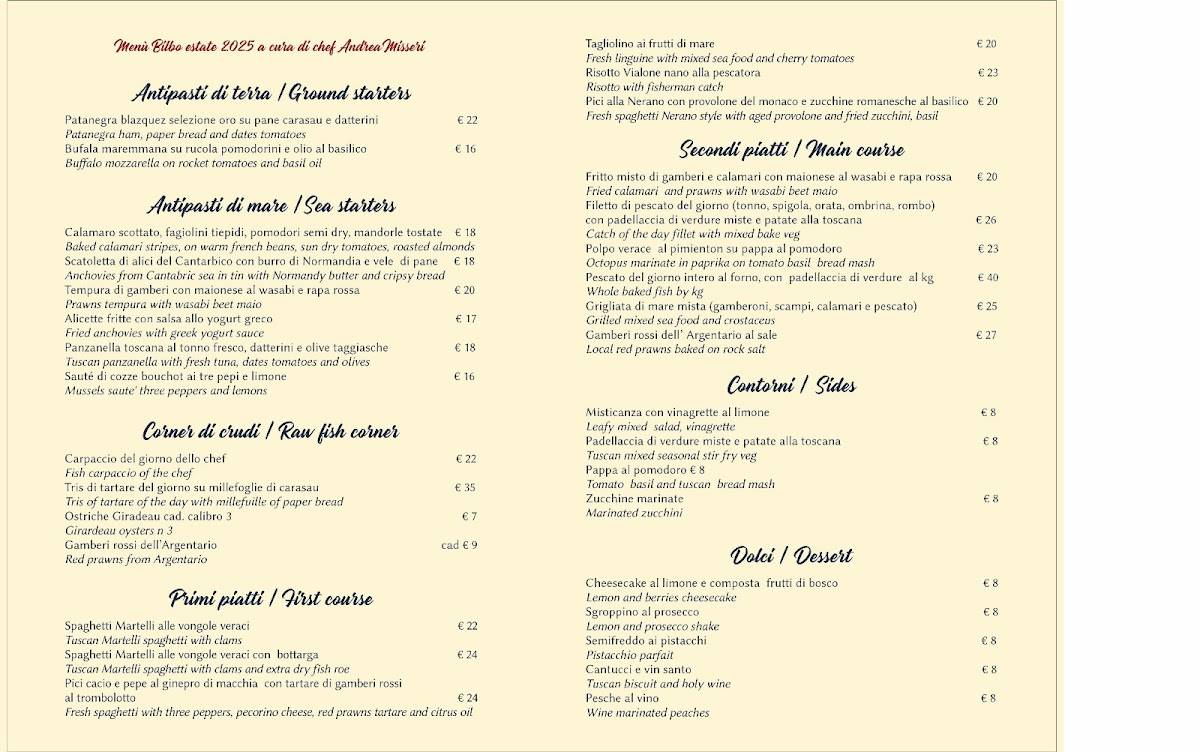 Menu di Bilbo 